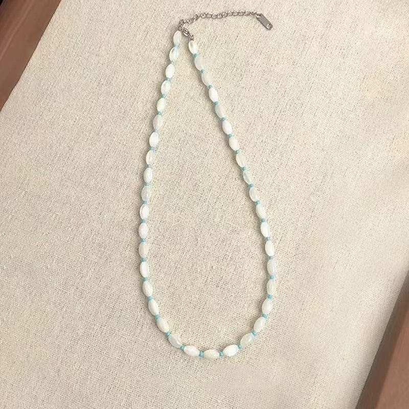 Wholesale White Butterfly Beaded Necklace Light Luxury Clavicle Chain