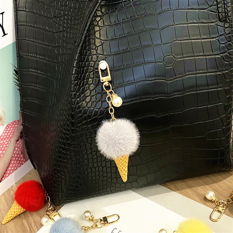 Wholesale Cartoon Pearl Ice Cream Plush Keychain ACC-KC-KaiYue012