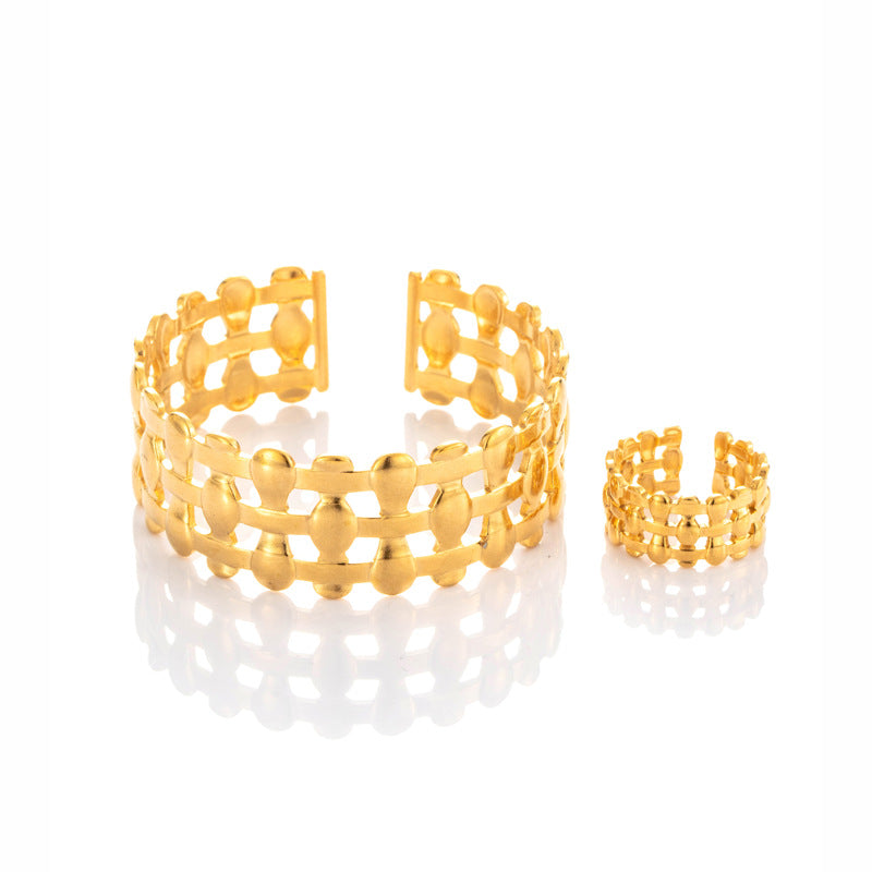 Wholesale Titanium steel metal open adjustable bracelet