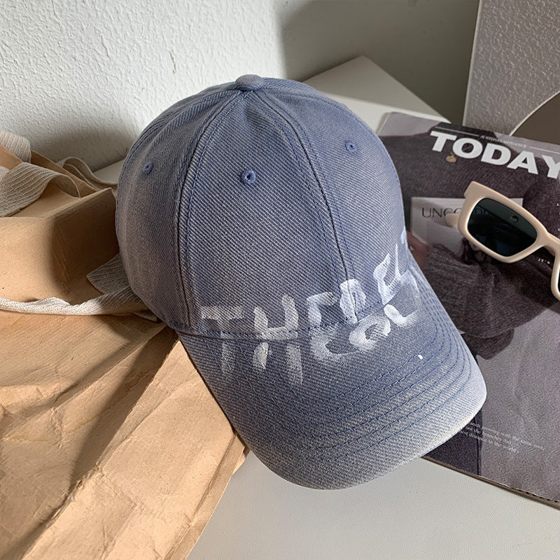 Wholesale Washed old letters retro wide soft top hat