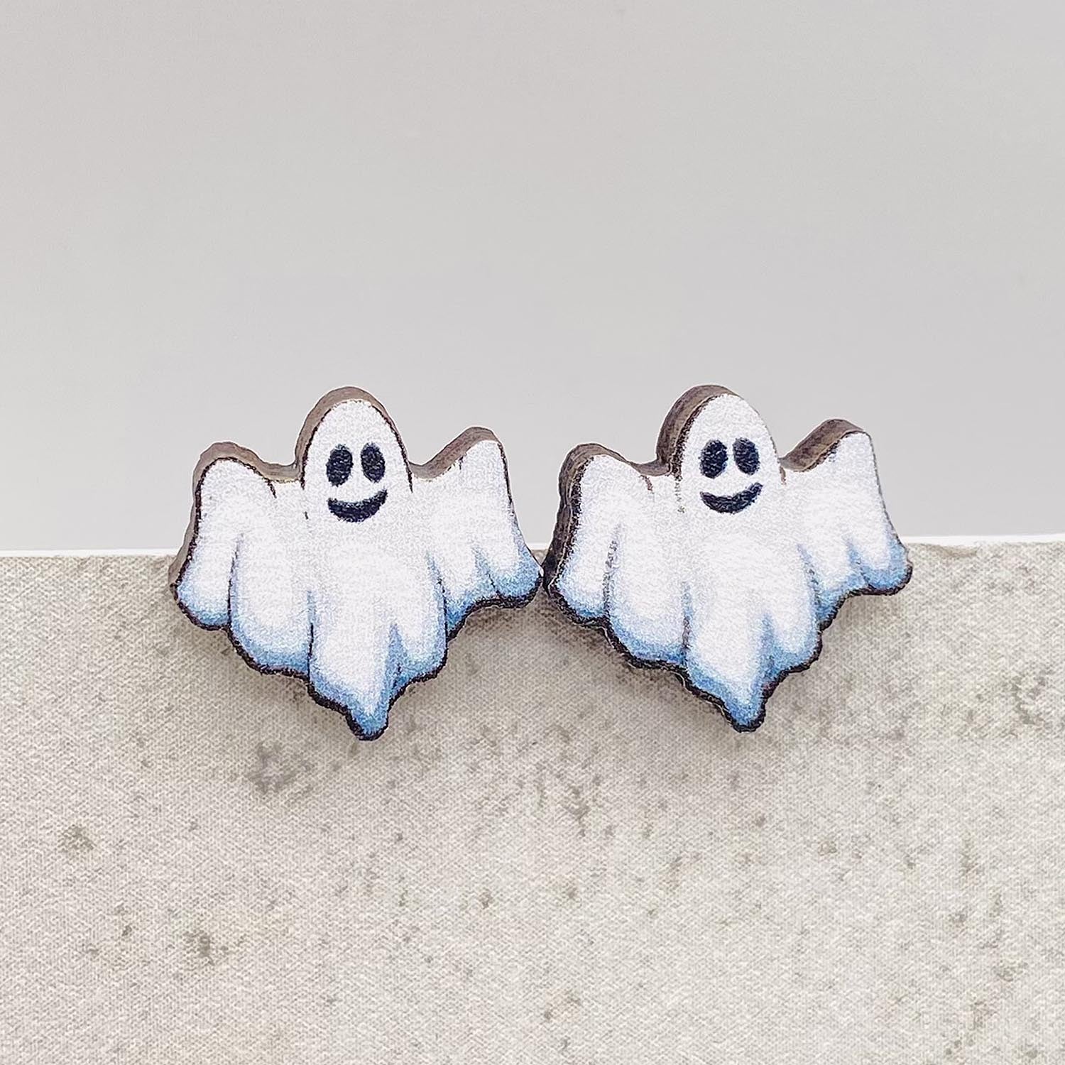 Boucles d'oreilles en bois fantômes de la citrouille en gros de la citrouille de citrouille