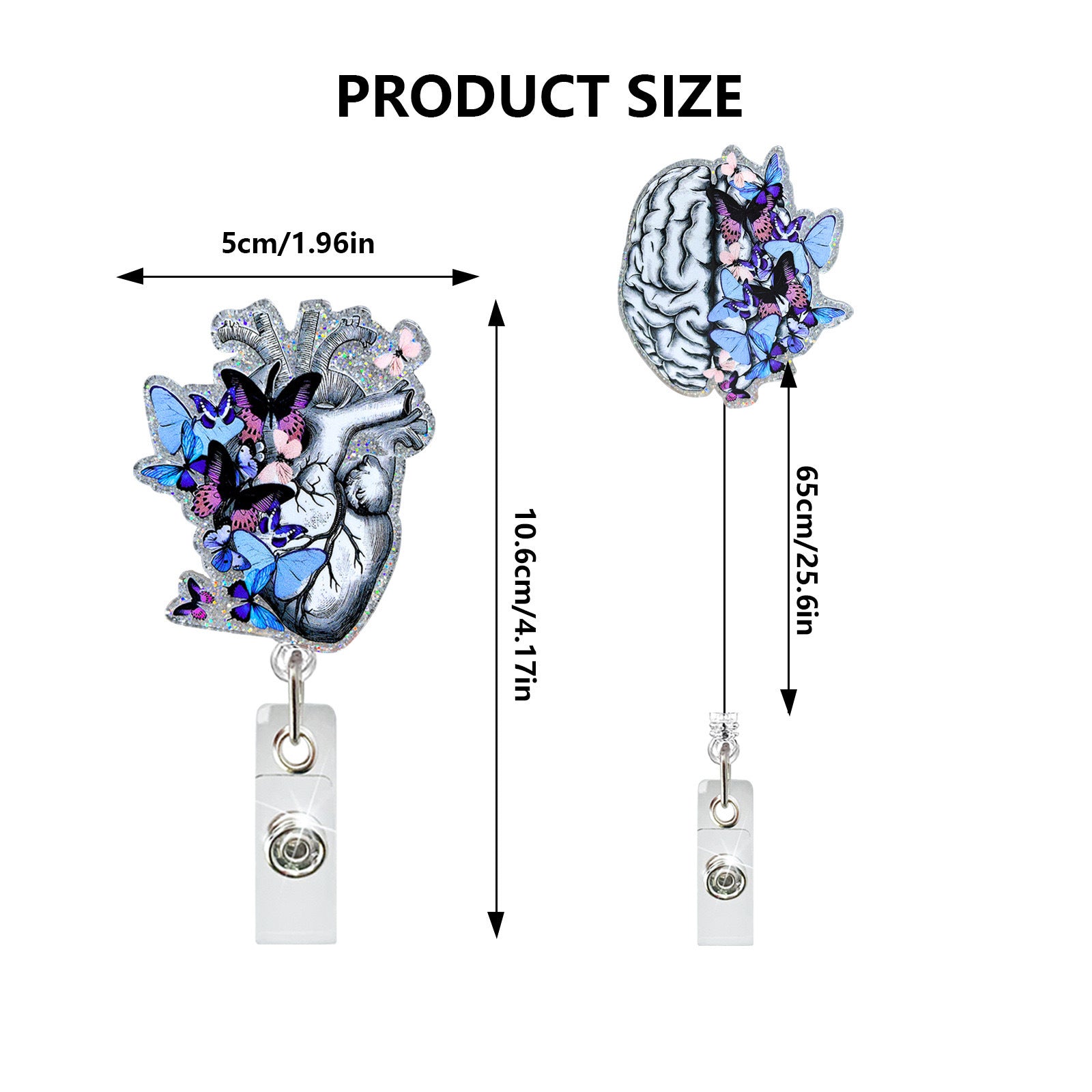 Wholesale Acrylic Heart Series Retractable Rotating Badge Keychain