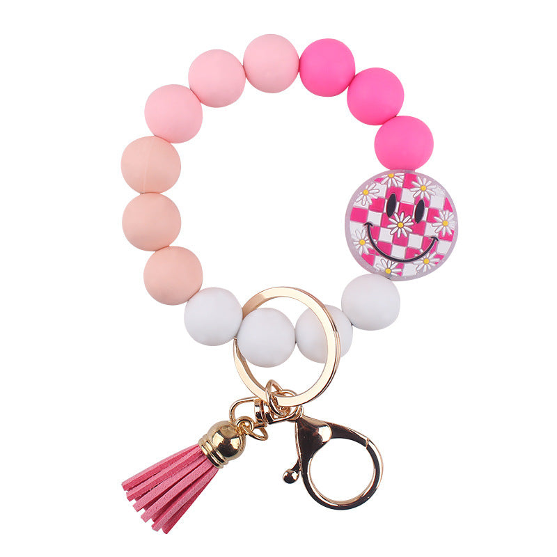 Wholesale Cute Smiley Silicone Bead Keychain