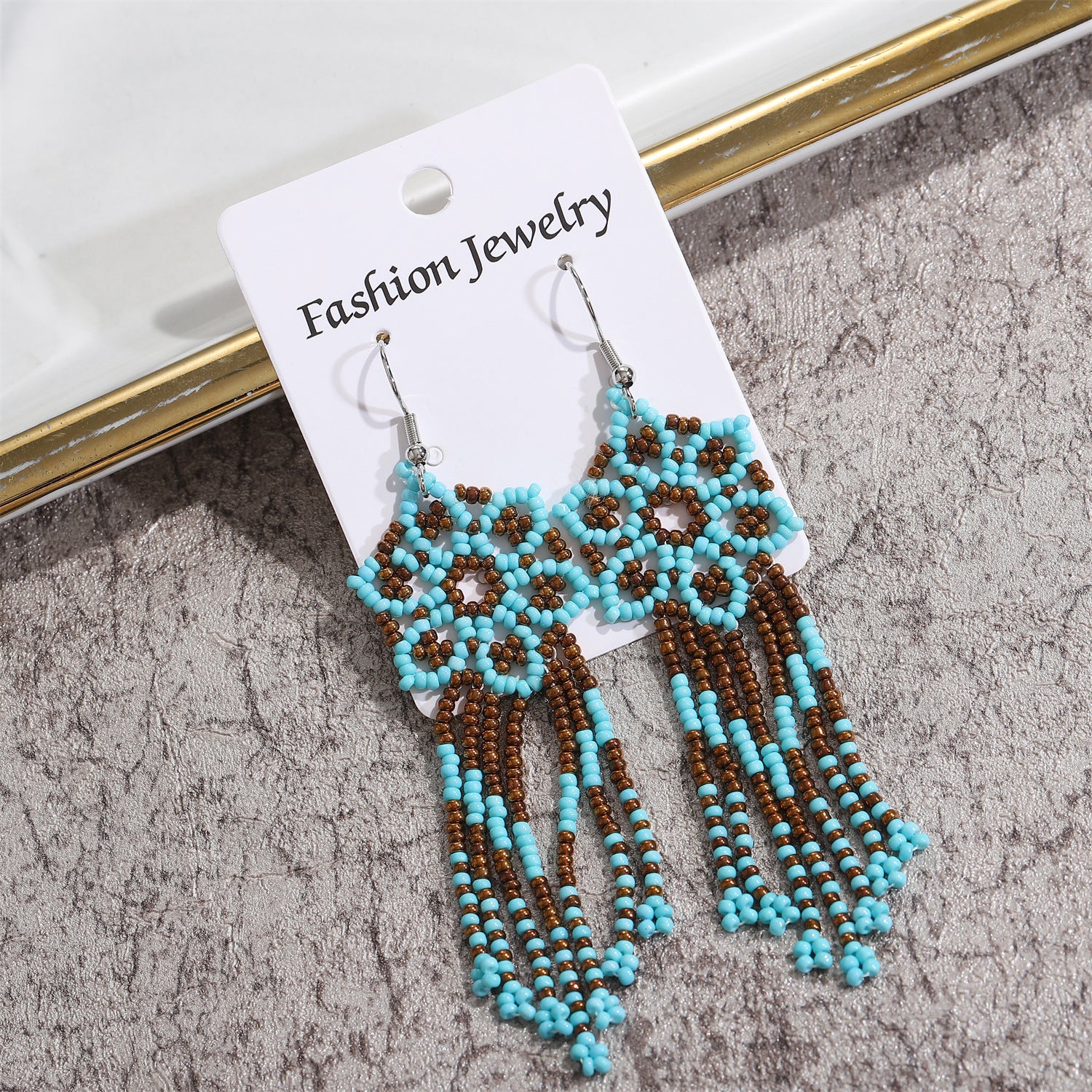Wholesale Colorful Floral Long Tassel Drop Earrings Hand Woven Rice Beads Earrings ACC-ES-Zheq001