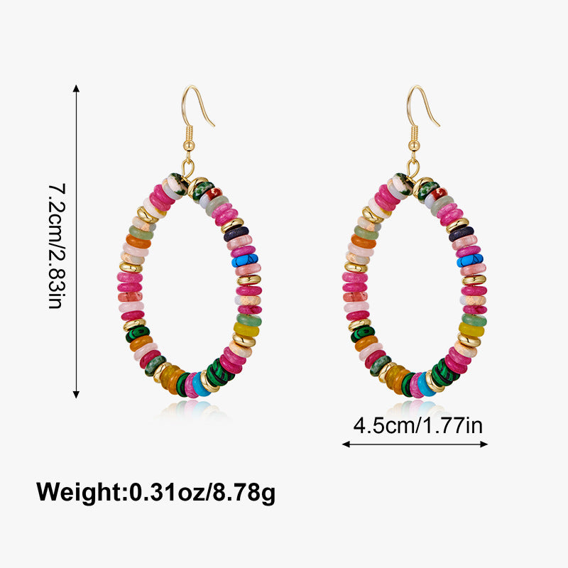 Wholesale Casual Retro Personalized Circle Mixed Color Abacus Bead Earrings