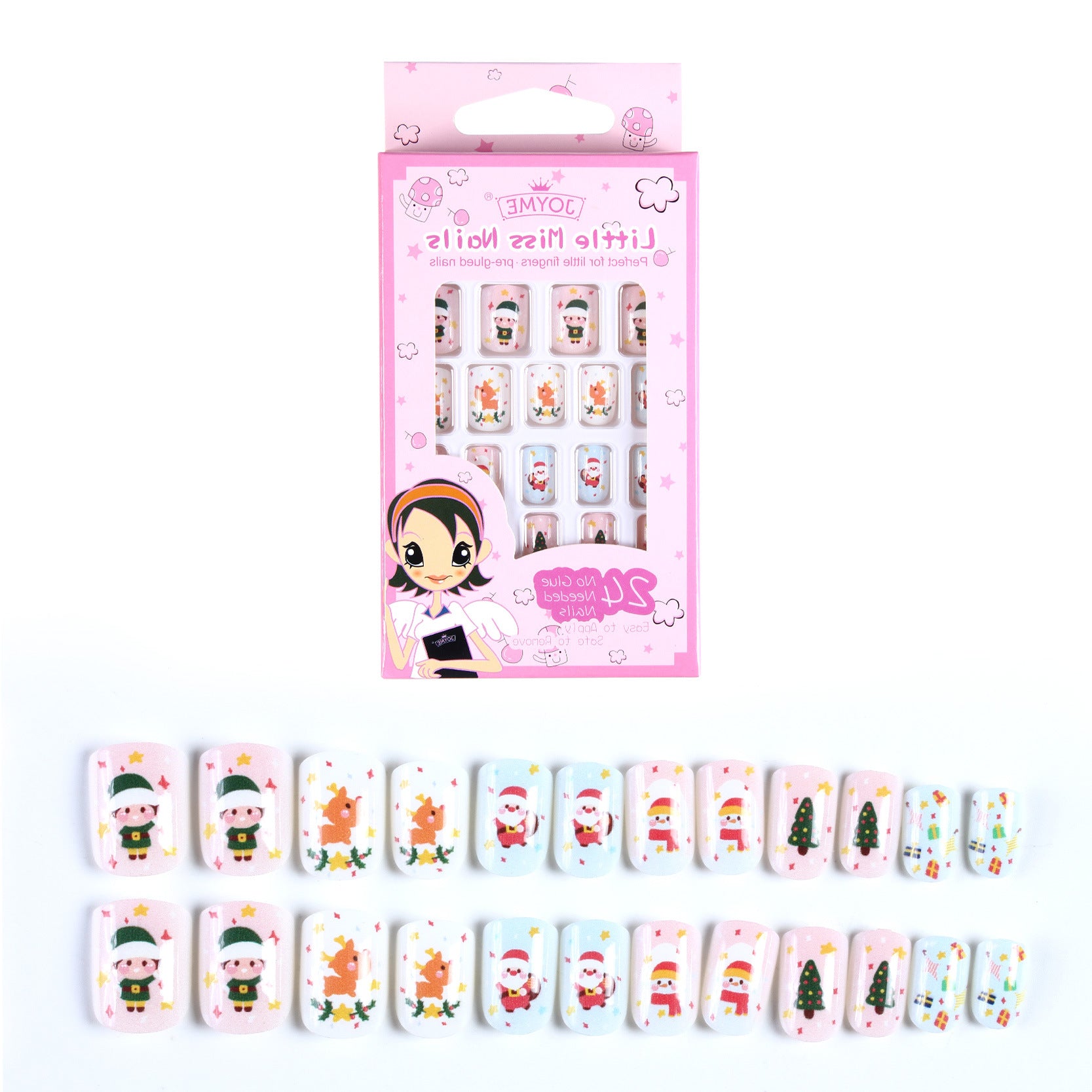 Wholesale Children's Press on Nails Kits 24 Solid Color Back Glue Nail Art Pieces ACC-NS-XKQ004