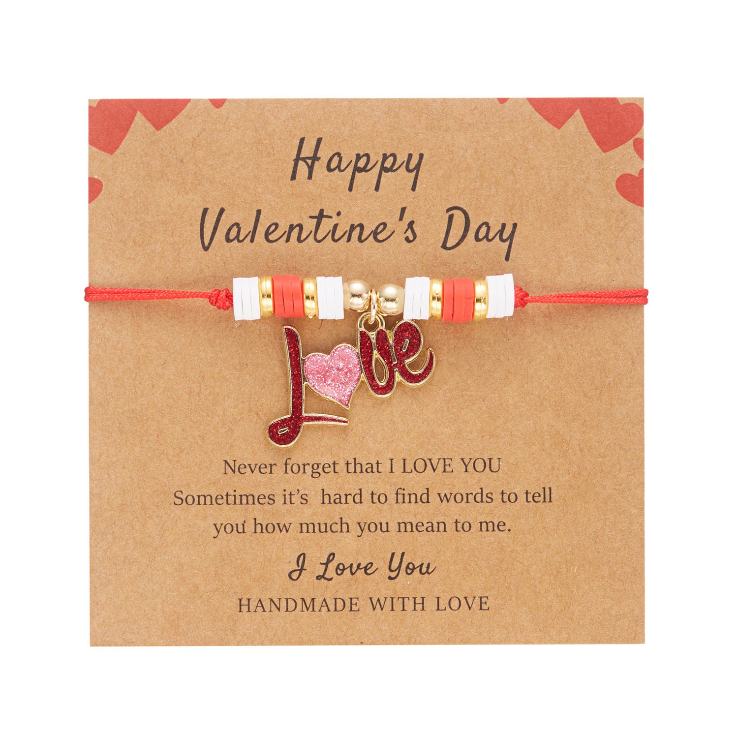 Wholesale Valentine' s Day  Heart Love Braided Bracelet