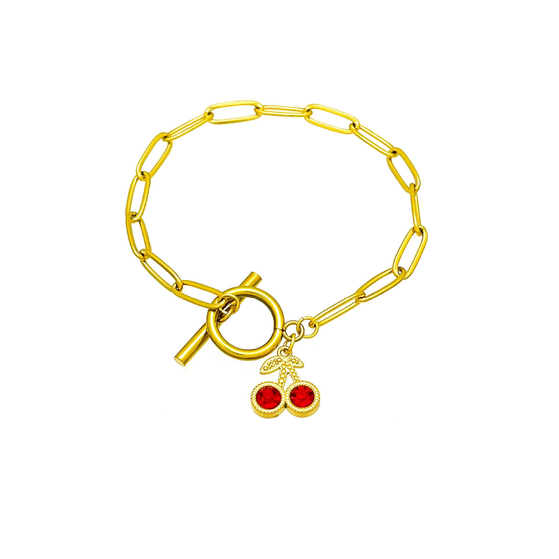 Wholesale Diamond Fruit Cherry Pendant Bracelet