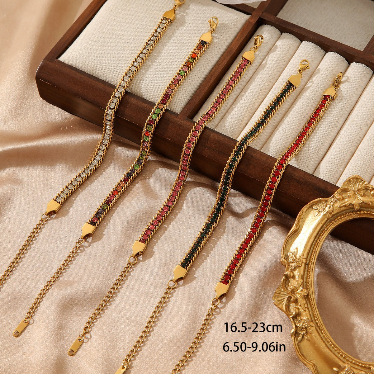 Wholesale Bohemian colorful row drill snake titanium steel bracelet