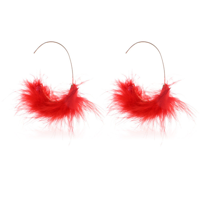 Wholesale French Ostrich Hair Distinctive Creative Earrings