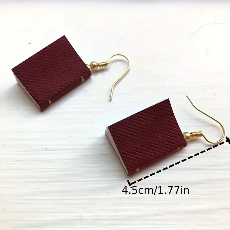 Wholesale  Back to School Season Three-dimensional Book Pendant Earrings