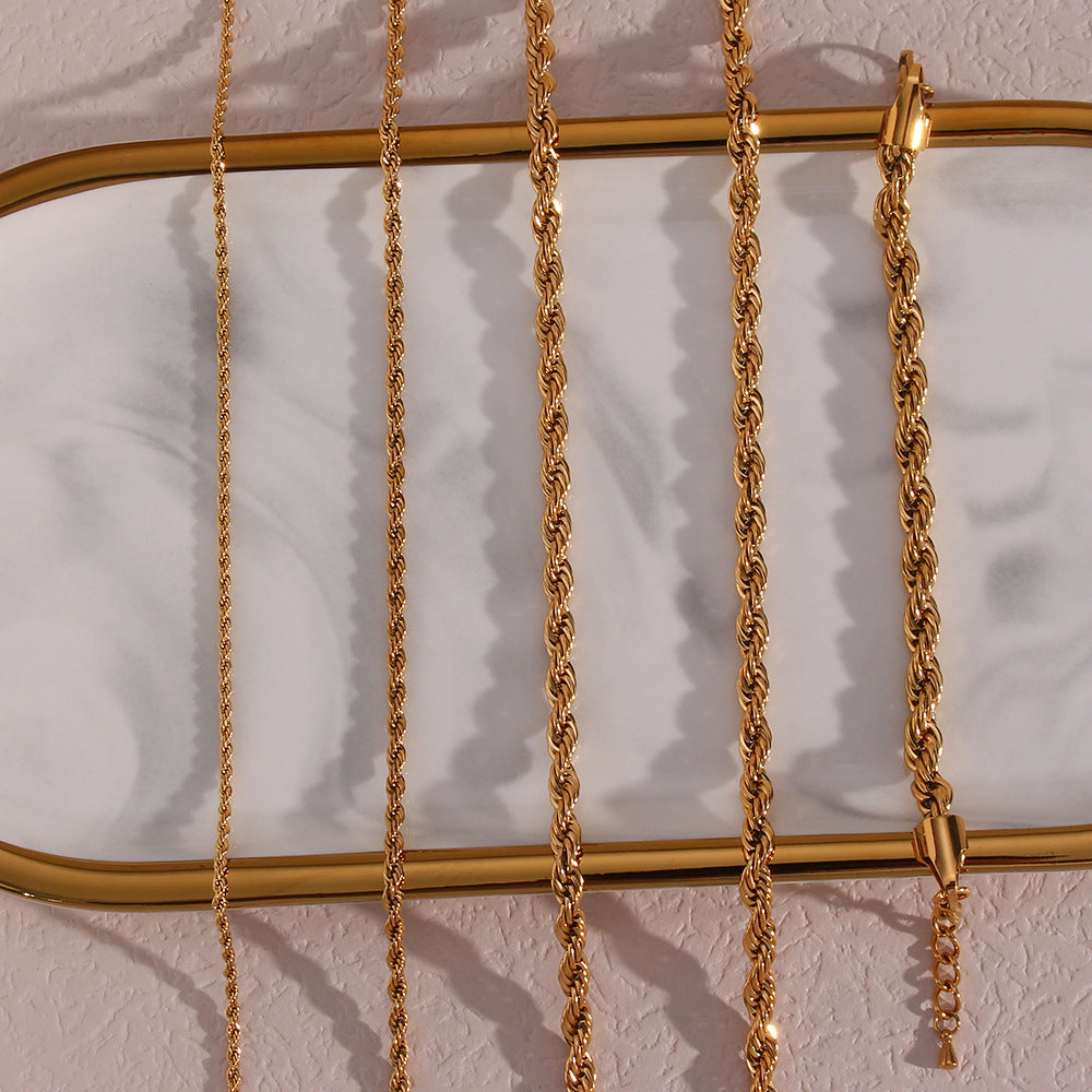 Wholesale Stainless Steel Necklace Plated 18K Twist Chain Necklaces Gold Chain ACC-NE-MengJ008