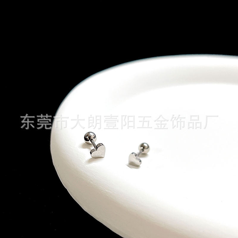 Wholesale Titanium Steel Stylish Heart  Star Screw-Back Cartilage Stud