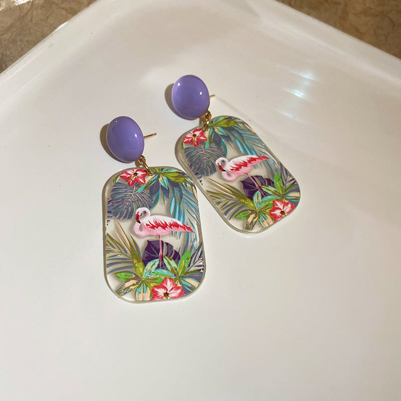 Wholesale Aesthetic French Style Oil Painting Sunflower Earrings