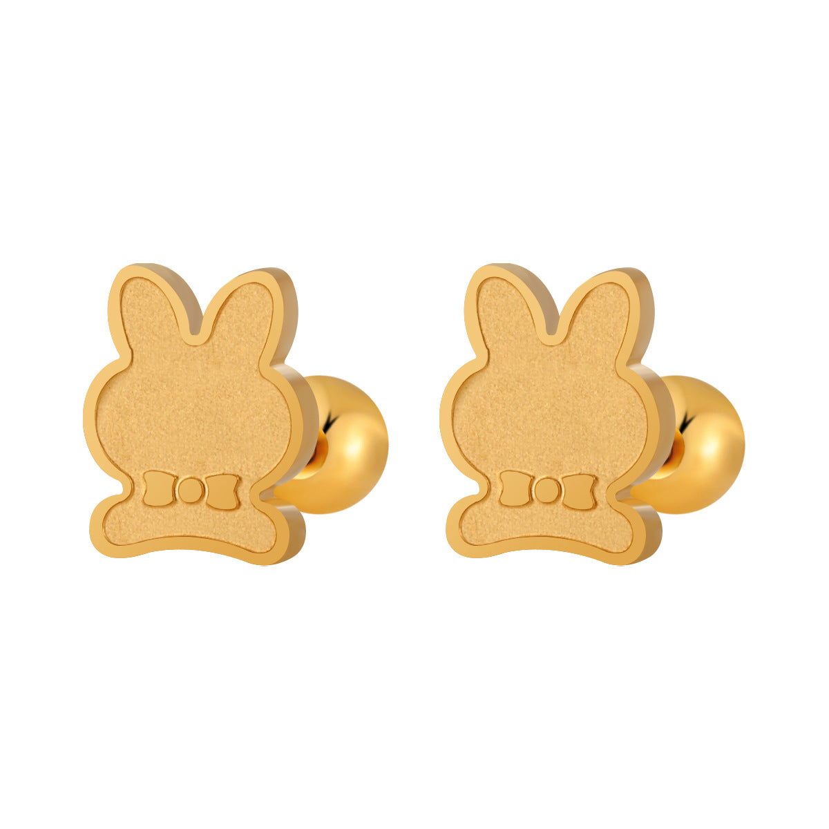 Wholesale Bow Rabbit Ear Bone Nail Personalized Twist Screw Titanium Steel Earrings