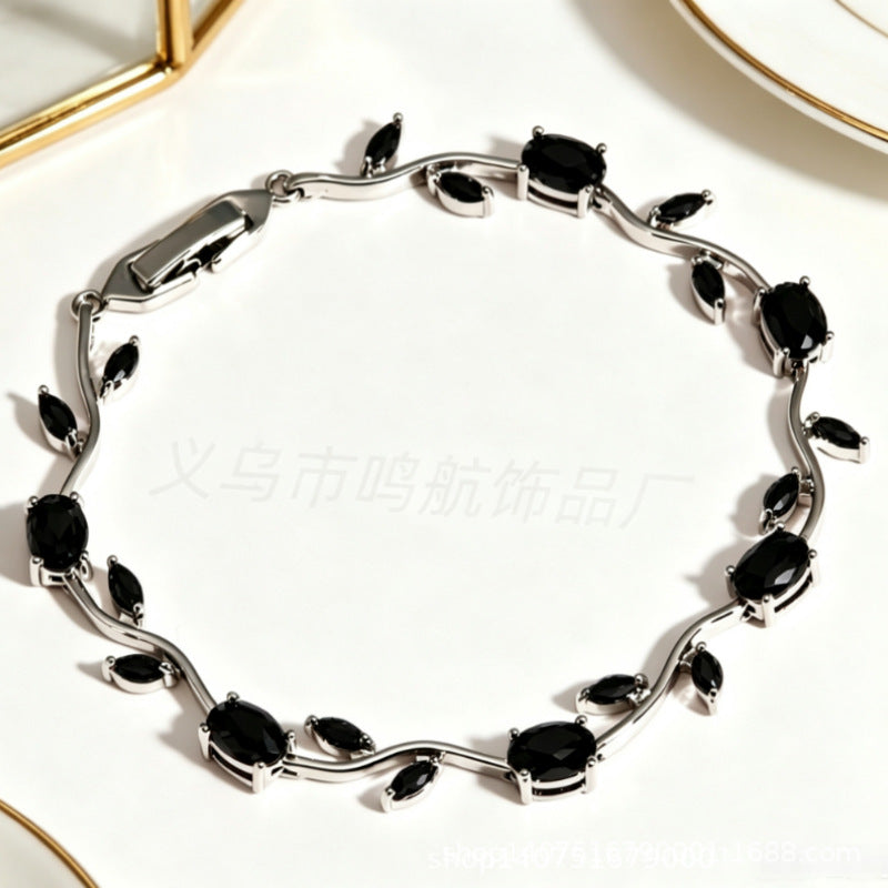 Wholesale Trendy Leaf Design Rhinestone Bracelet,  Fashion Accessory for Everyday Wear or Boutique Resale