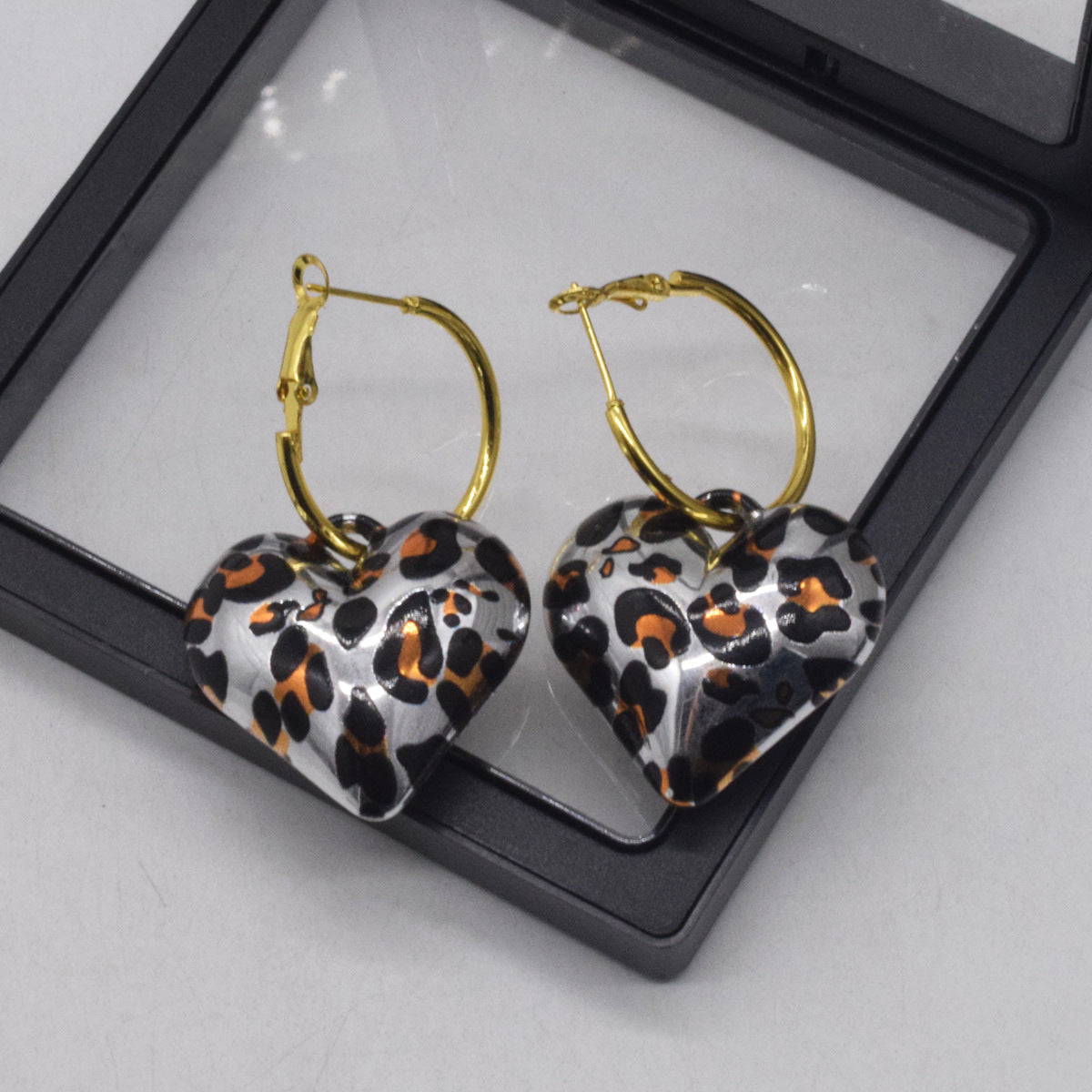 Wholesale Leopard Heart Pendant Earrings