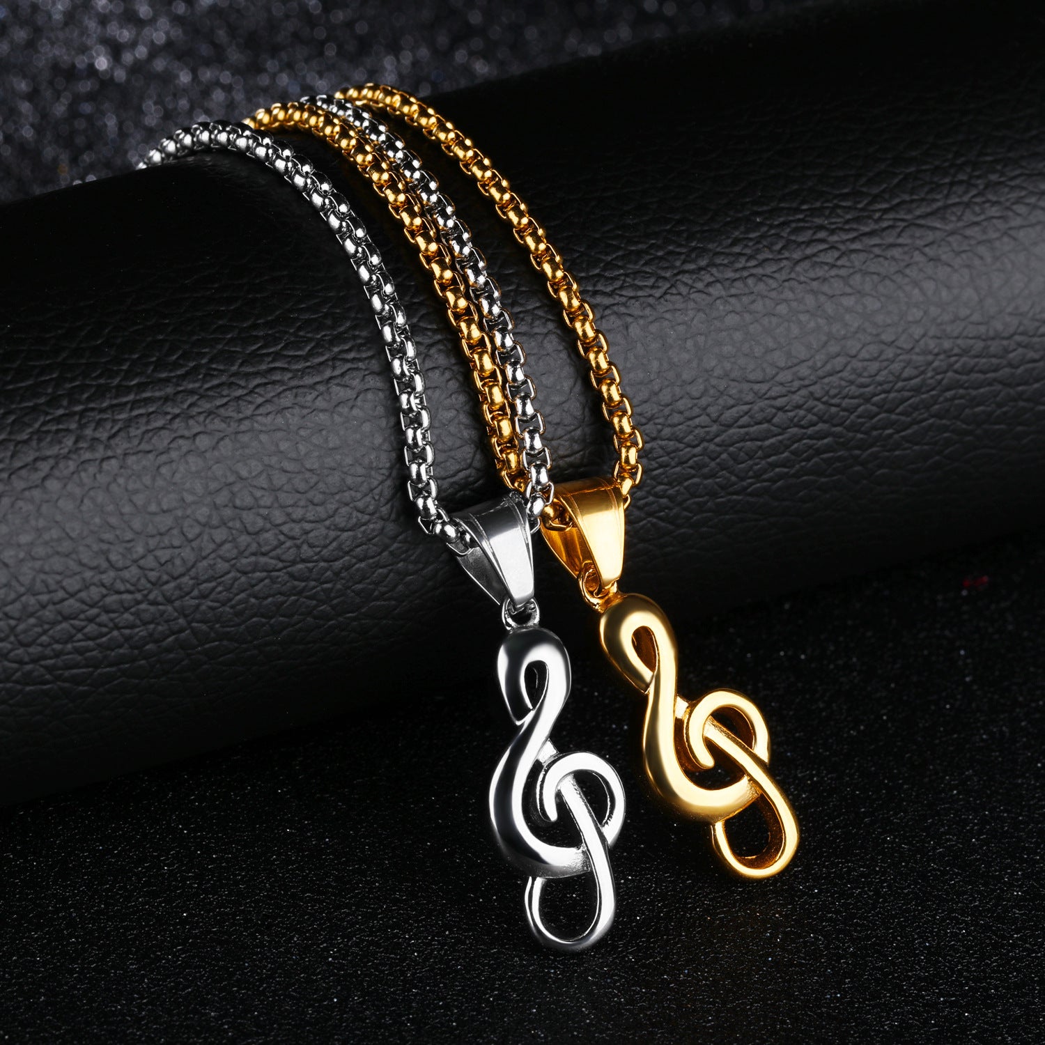 Wholesale Creative Music Symbols Special Commodities Men's Hip-Hop Stainless Steel Necklace