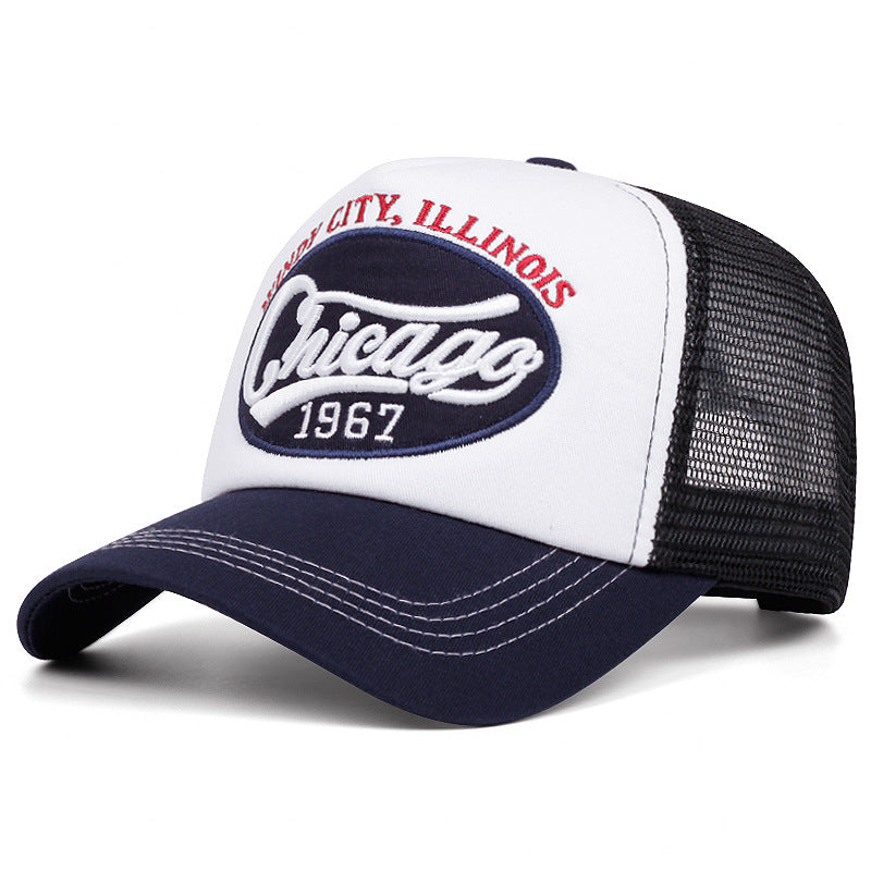 Wholesale Breathable Mesh Chicago Embroidered Trucker Baseball Cap For Summer Outdoor Sun Protection