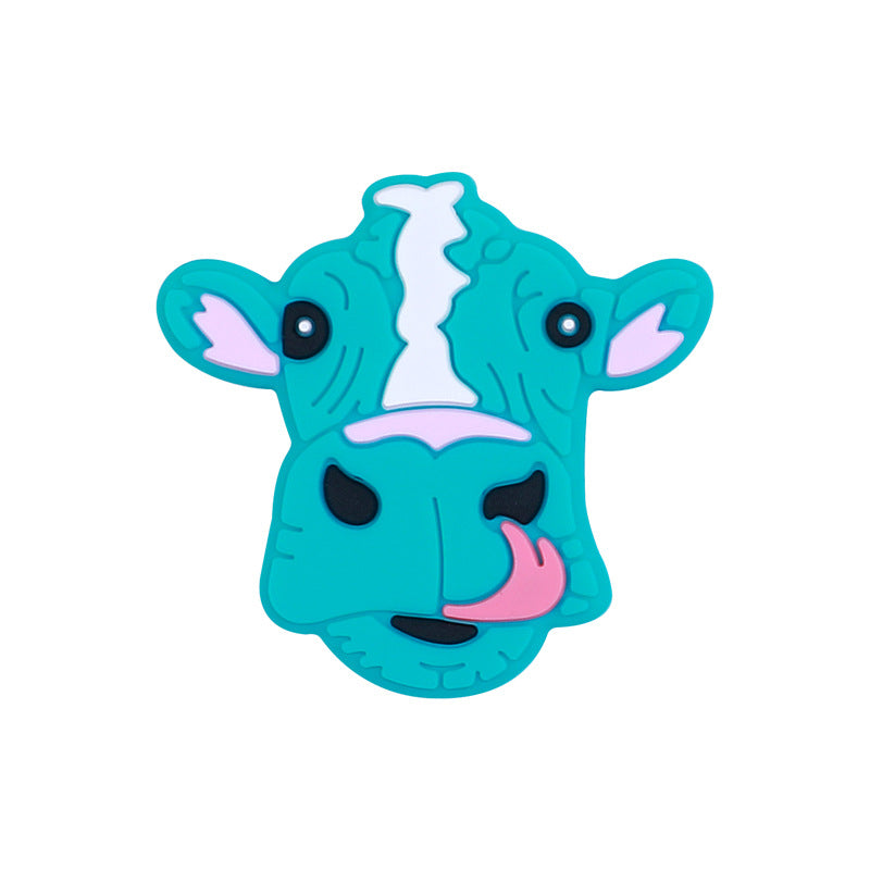 Wholesale of 20pcs Western Style Denim Cow Head Silicone Beads Focal Beads ACC-BDS-HCX007