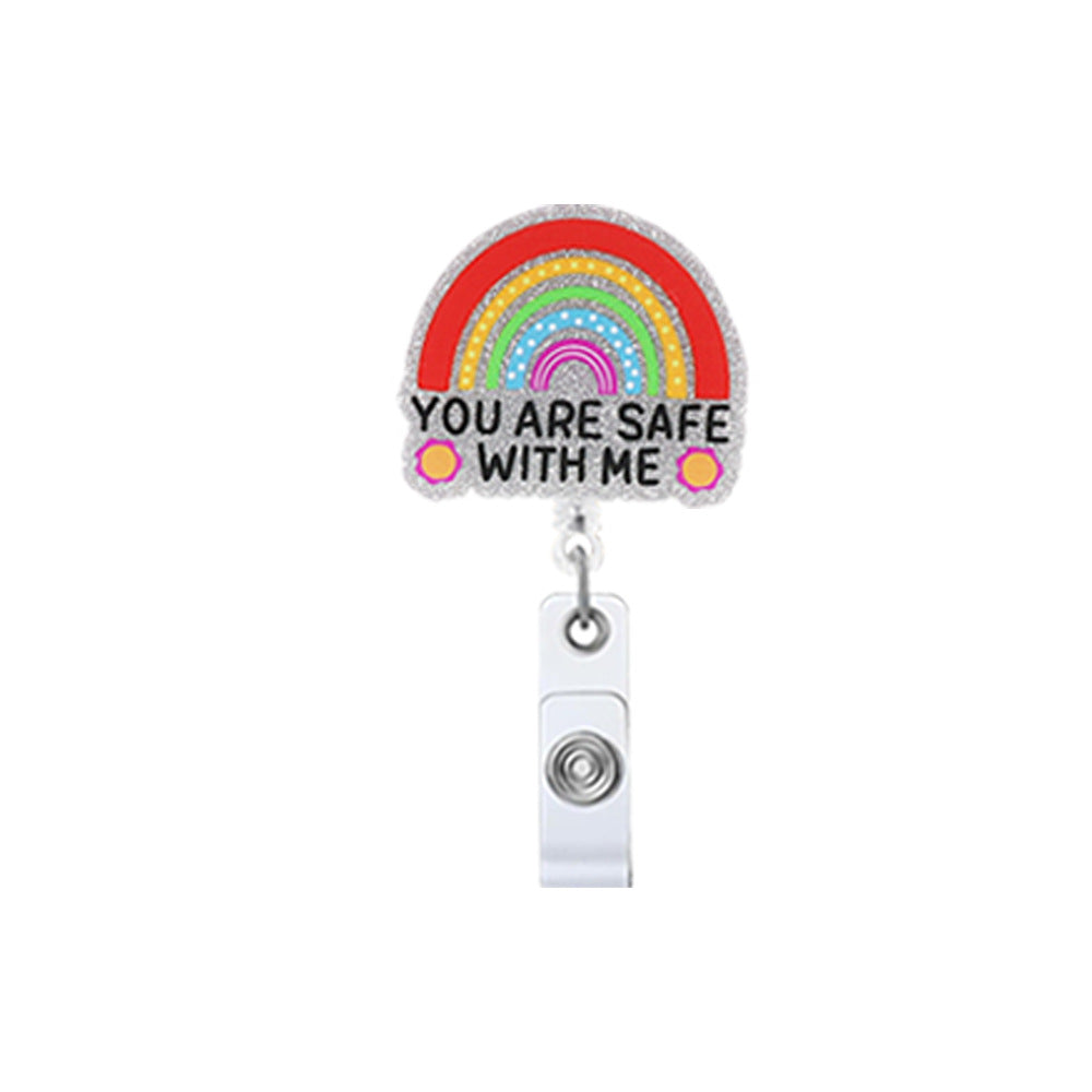 Wholesale Cartoon Letters Rainbow Love Acrylic Retractable Keychain Badge Reels ACC-KC-ChiHai017