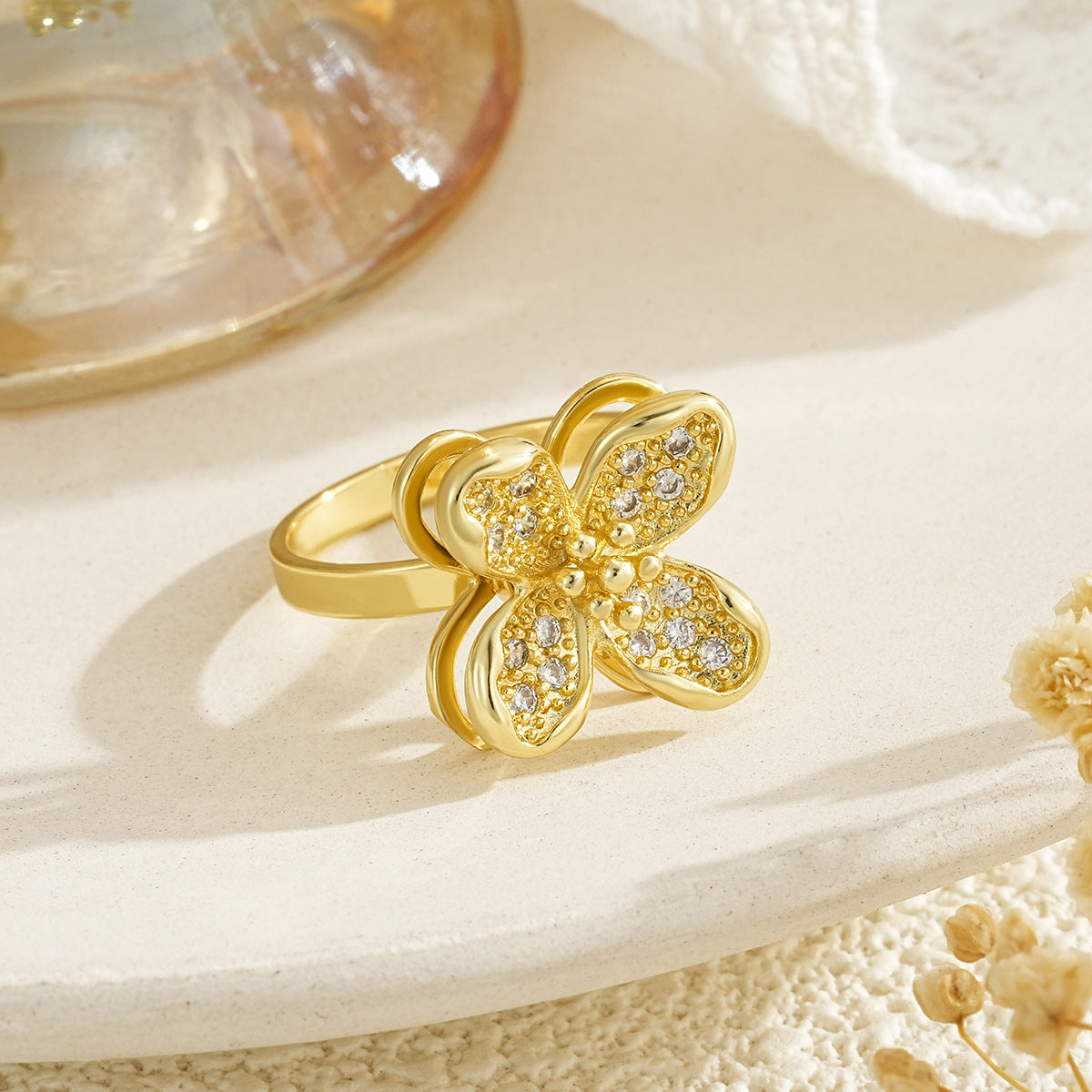 Wholesale Trendy Copper Adjustable Ring with Colorful Zircon Tree of Life Design,  Fashion Jewelry Accessory for Daily Wear