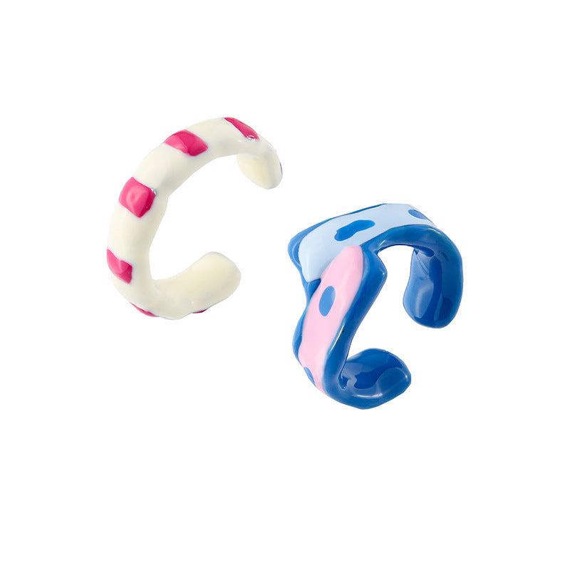 Wholesale  Color Irregular Graffiti Handmade Glaze Ring