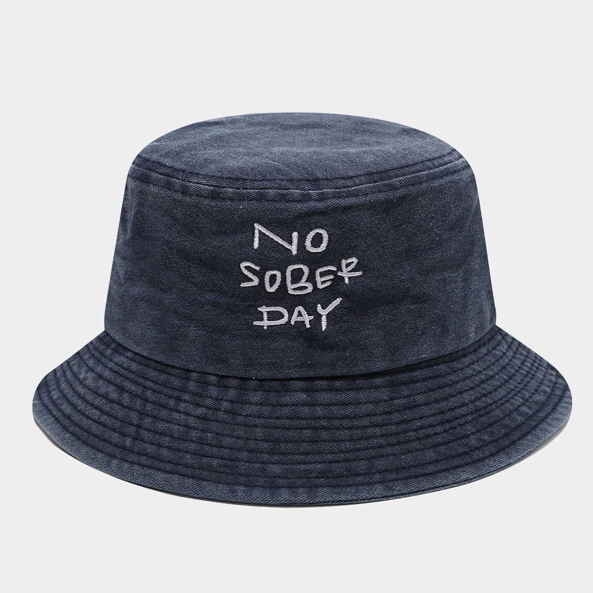 Wholesale Washed Cotton Embroidered Flat Top Fisherman Hat Bucket Hat