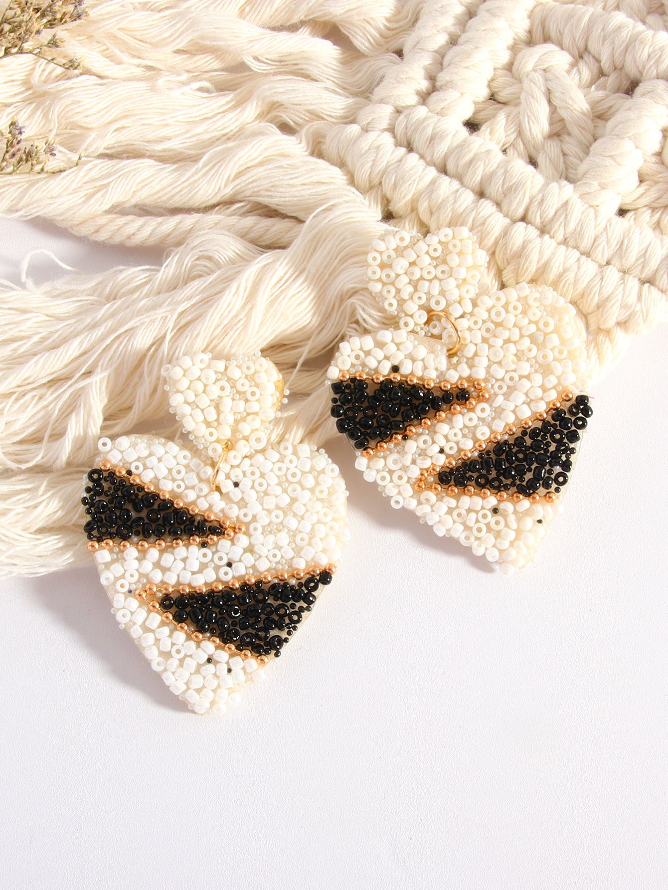 Wholesale Bohemian Love Rice Bead Ethnic Style Handmade Heart-shaped  Earrings