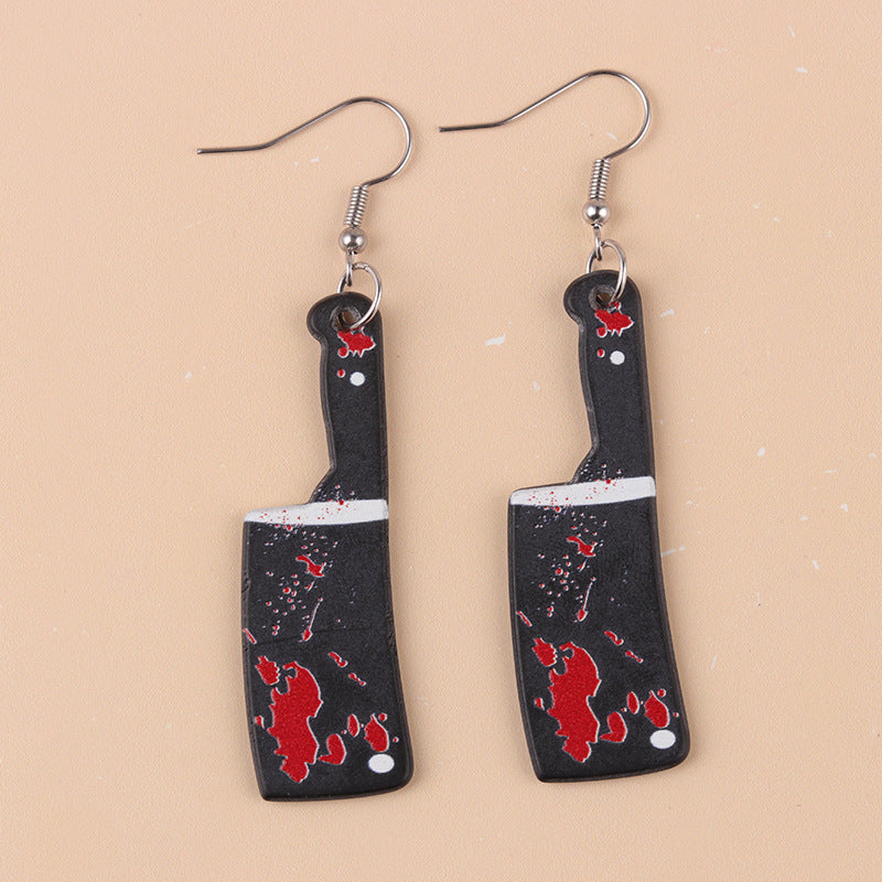 Wholesale  Halloween Acrylic Earrings Blood Mirror Dagger Chopper Axe Earrings