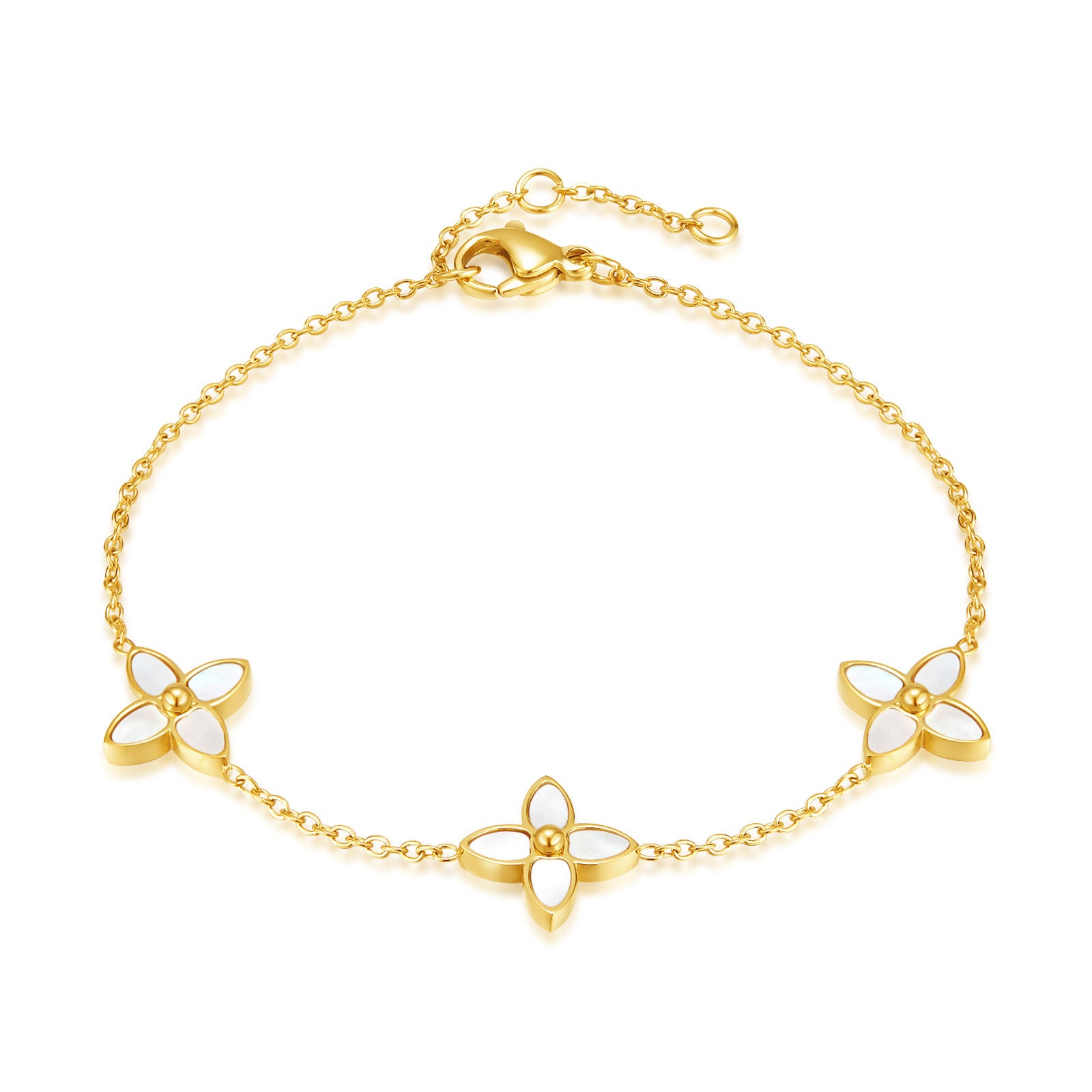 Wholesale  titanium steel lucky grass light luxury high-end white mother shell  bracelet