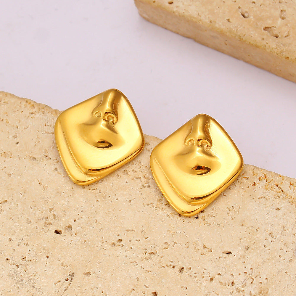 Wholesale Facial Features Lips Nose Earrings Stainless Steel Water Drop Semicircular Earrings  ACC-ES-Yueshi001