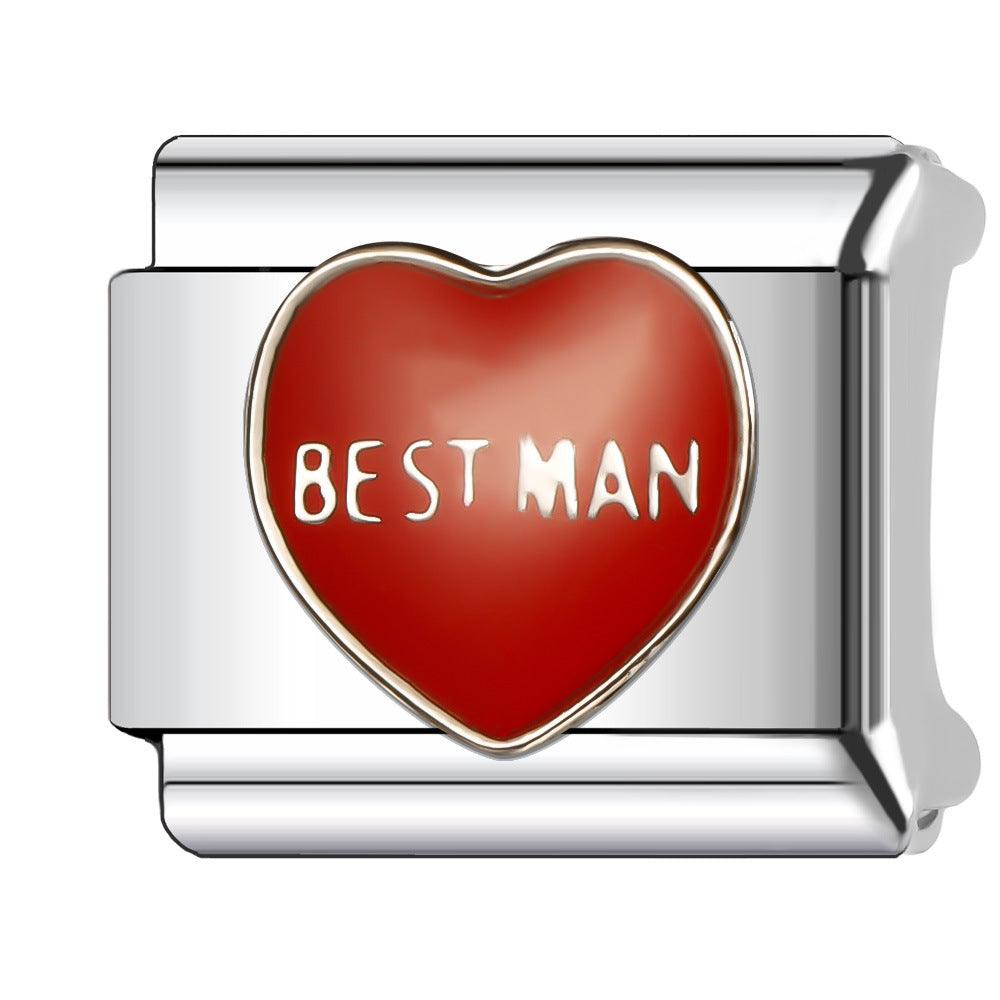 Wholesale Italian Charm Bracelet 9mm DIY Splicing Red Series Stainless Steel Composable Bracelet