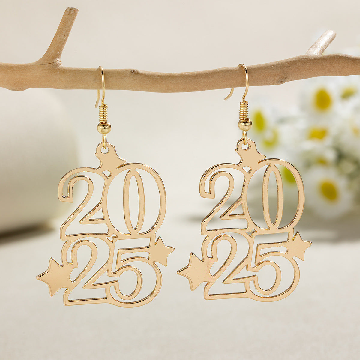 Wholesale  Hollow Star 2025 Pendant Alloy Earrings