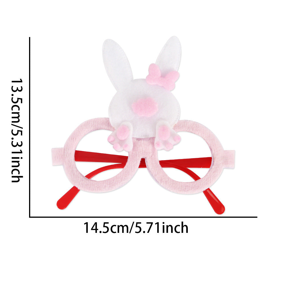 Wholesale  Easter decorations flannel chicken rabbit photo glasses decoration