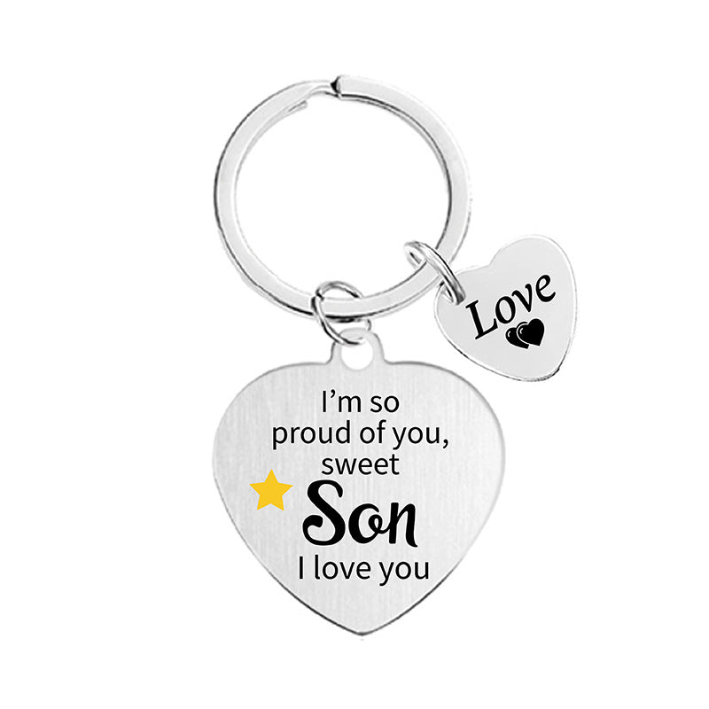Wholesale Heart Color Print Family Affection Inspirational Holiday Gift Metal Keychain Creative Keychain ACC-KC-Ganggu020