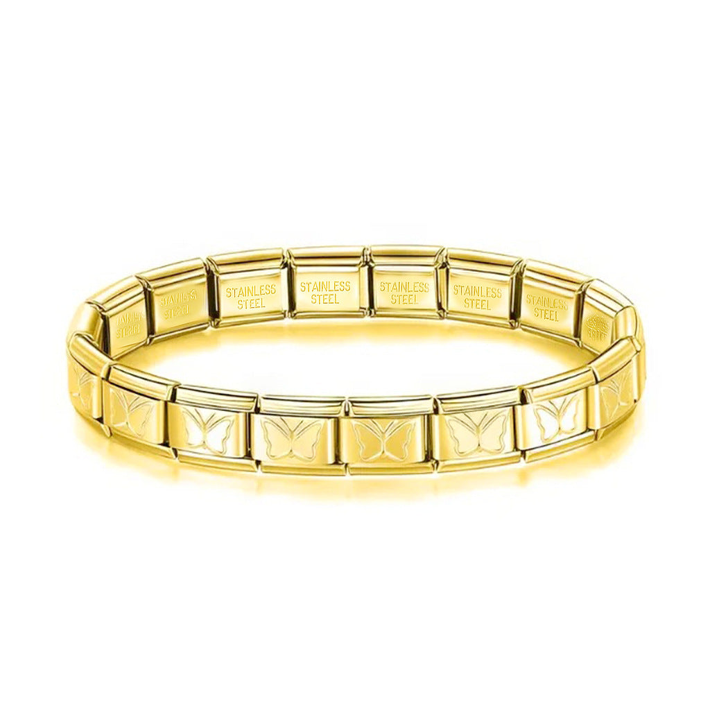 Wholesale 9mm Italian Charm Starter Bracelets DIY square Single Section Creative Stainless Steel Composable Bracelet