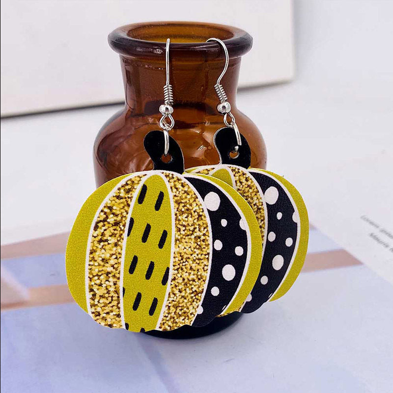 Wholesale Halloween Maple Leaf Leather Earrings