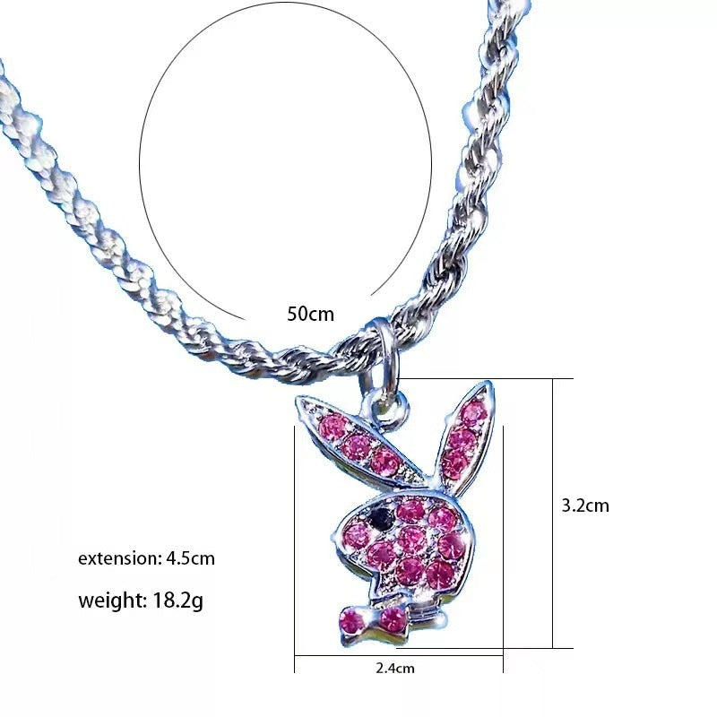 Wholesale  stainless steel rabbit Hip-hop necklace
