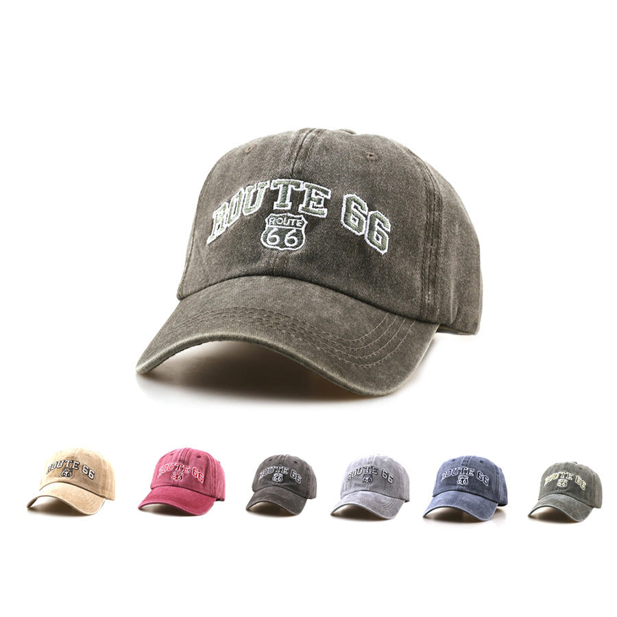 Wholesale Stylish Black Baseball Cap with Route 66 Letter Embroidery,  Outdoor Sun Protection Hat for Sports,  All-Season Casual,  Boutique Resale