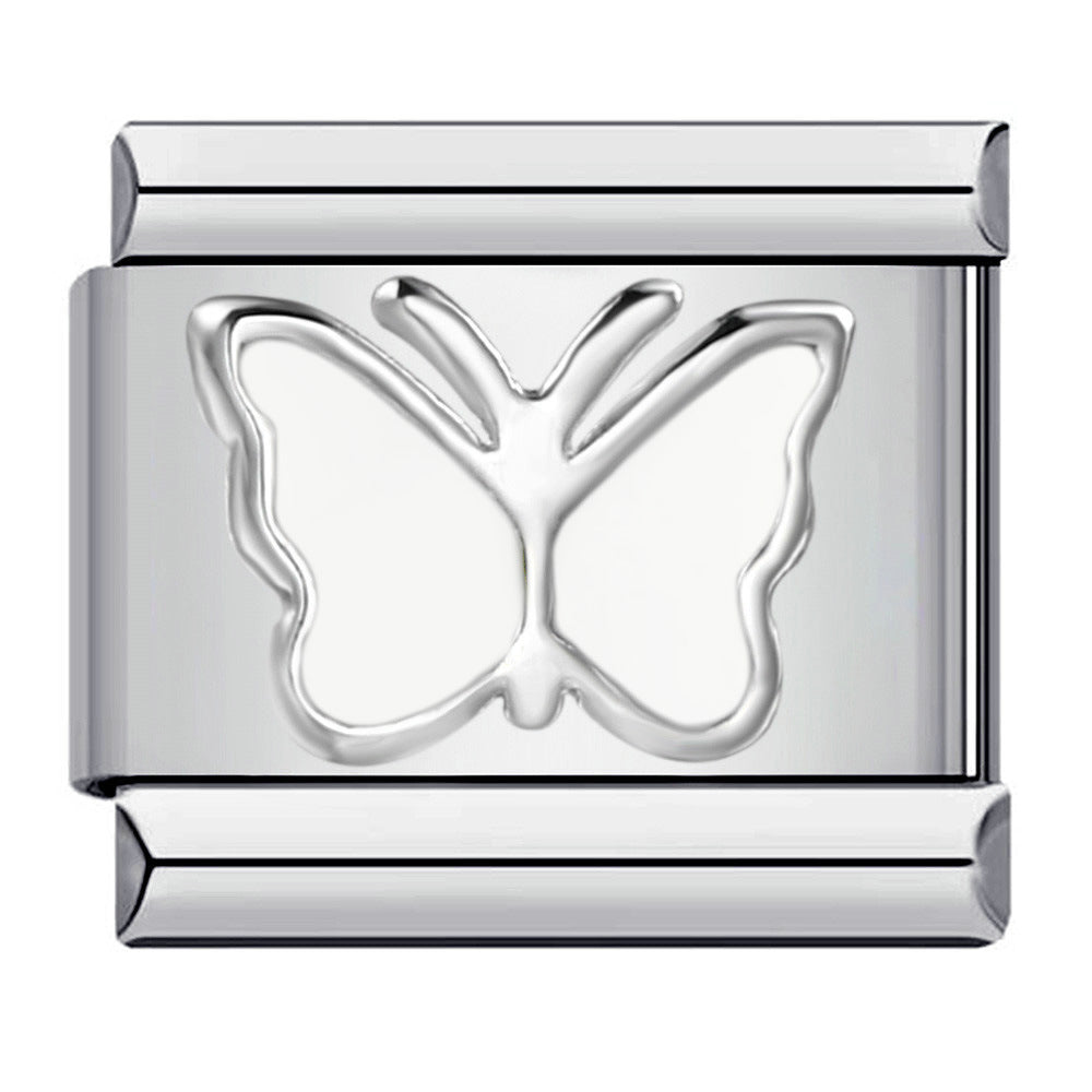 Wholesale  Italian modular stamped heart and butterfly DIY bracelet