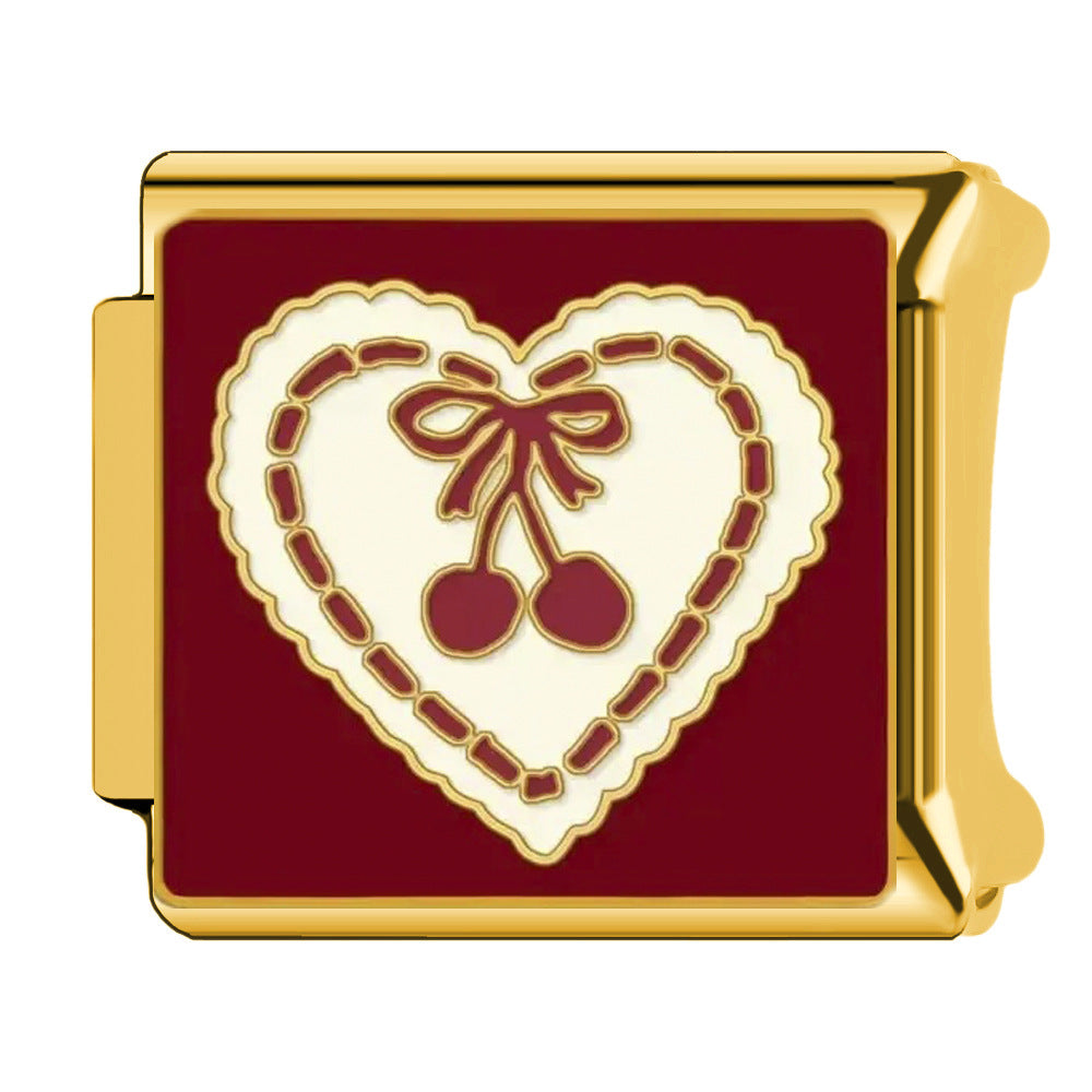 Wholesale Italian Charm Bracelet 9mm DIY  Fruit Cherry Creative Stainless Steel Composable Bracelet