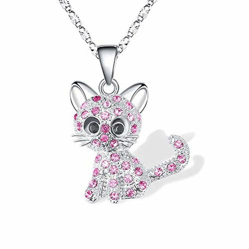 Wholesale  cute color cat diamond pendant simple jewelry  necklace