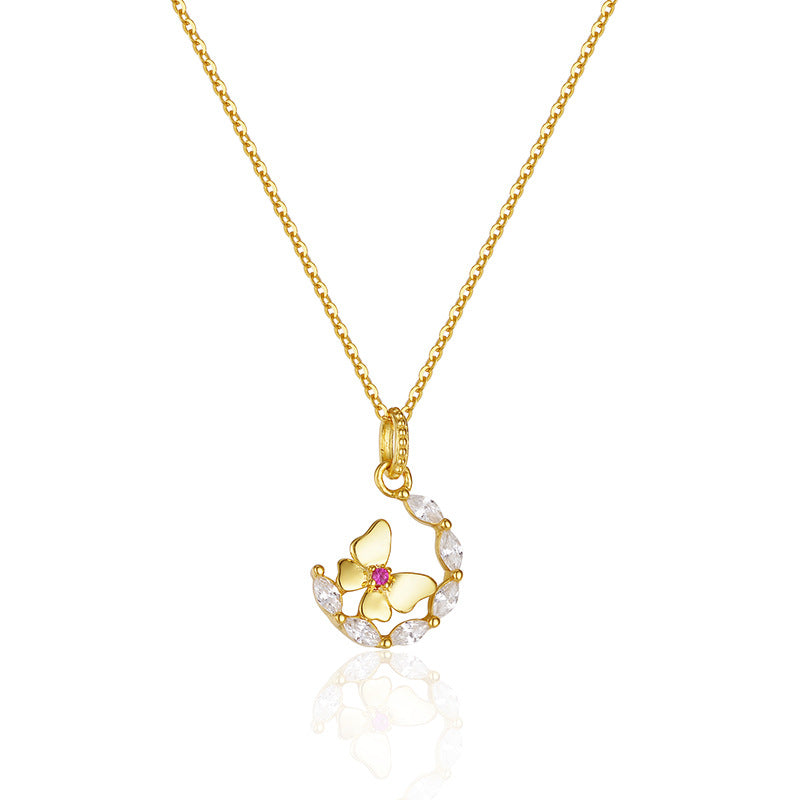 Wholesale  Butterfly Flower  Zirconia Necklace