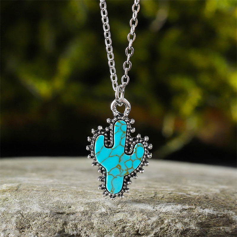 Wholesale  Cactus Turquoise Earrings Necklace suit