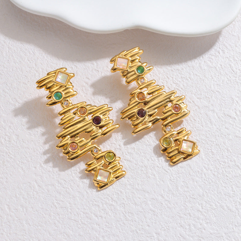 Wholesale Stainless Steel 18K Gold Personalized Creative Earrings Luxury Tassel Earrings