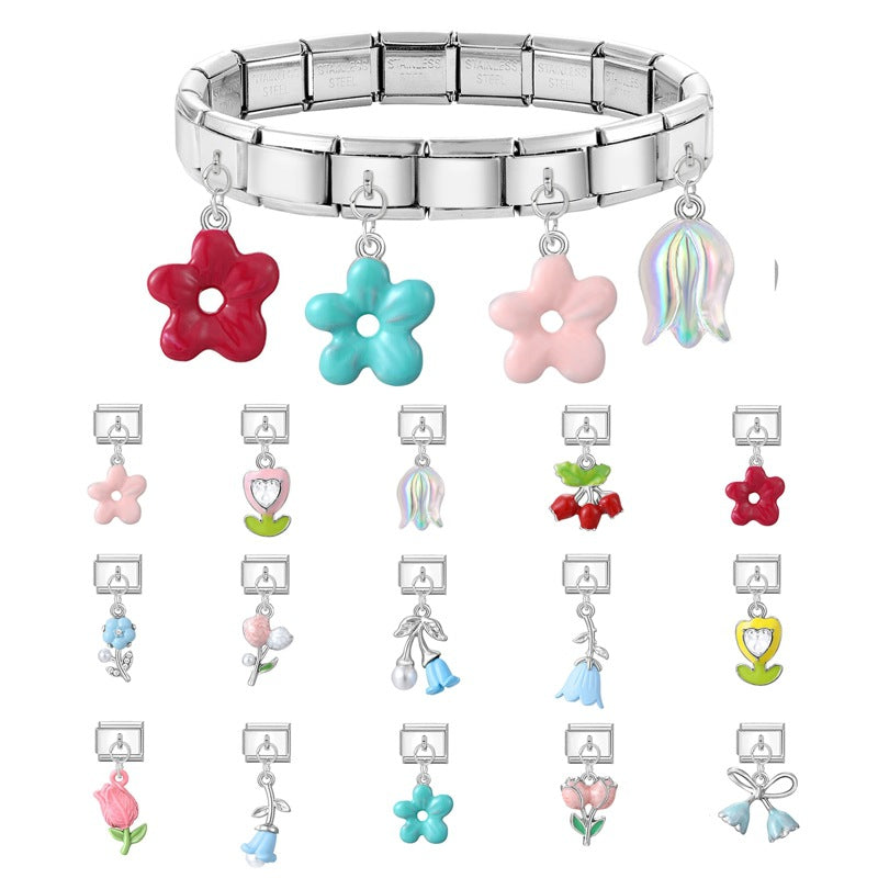 Wholesale Italian Charm Bracelet 9mm DIY Splicing Creative Pendant Stainless Steel Composable Bracelet