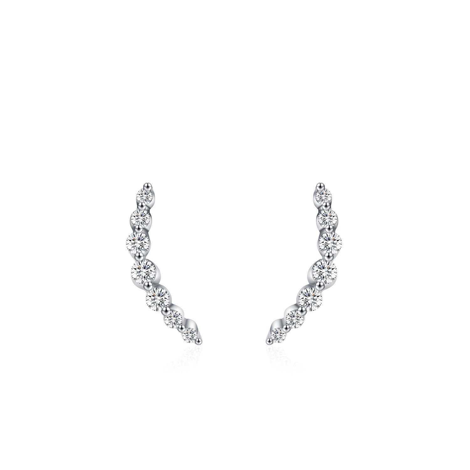 Wholesale S925 Sterling Silver Curved Arc Smile Full Diamond Earrings