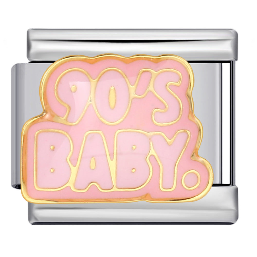 Wholesale Italian Module Bracelet Titanium Steel Welding Oil Dropping DIY Charms