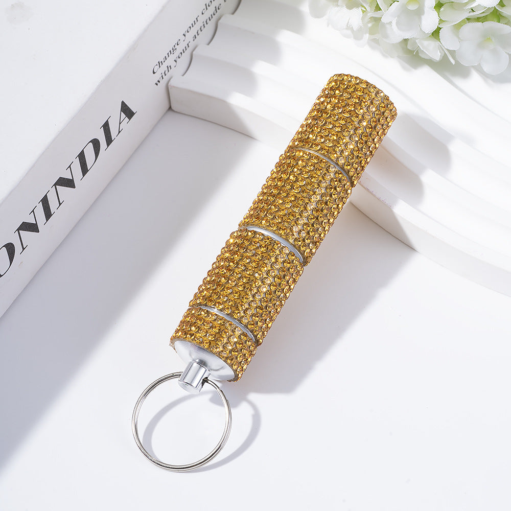 Wholesale diamond-encrusted pill bottle keychain
